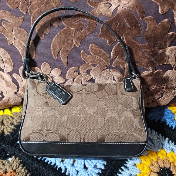 2001 Vintage Y2K Coach Demi Shoulder Bag in Brown Signature Jacquard Purse - Picture 1 of 6